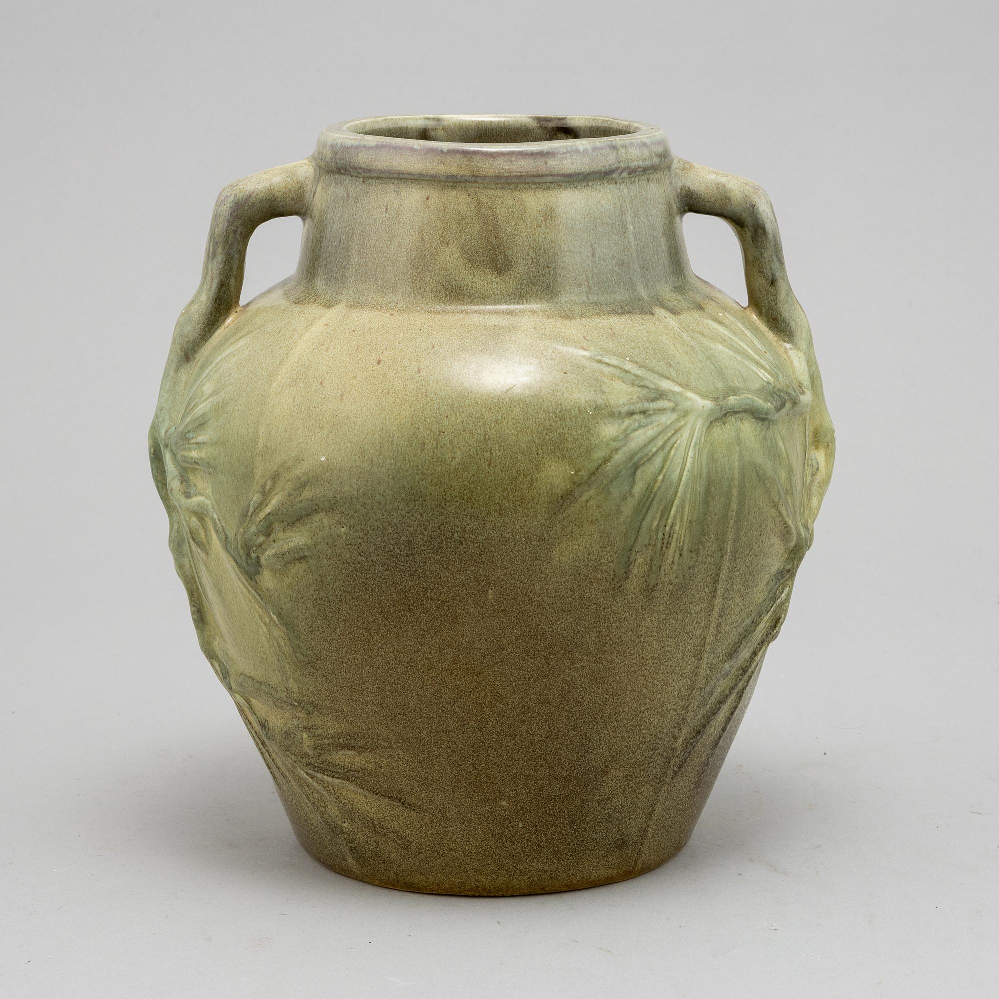 Albin Hamberg, a stoneware Art Nouveau urn, Höganäs, early 20th Century.