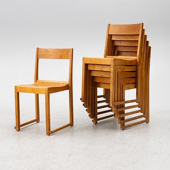 A set of six chairs, so-called "Orchestra chair", mid-20th century.