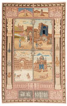 374. A semi-antique 'Four seasons' Tabriz carpet, ca 305 x 195 cm.