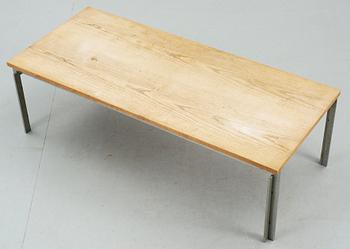 A Paul Kjaerholm steel and oak coffee table "PK-59", E Kold Christensen, Denmark.