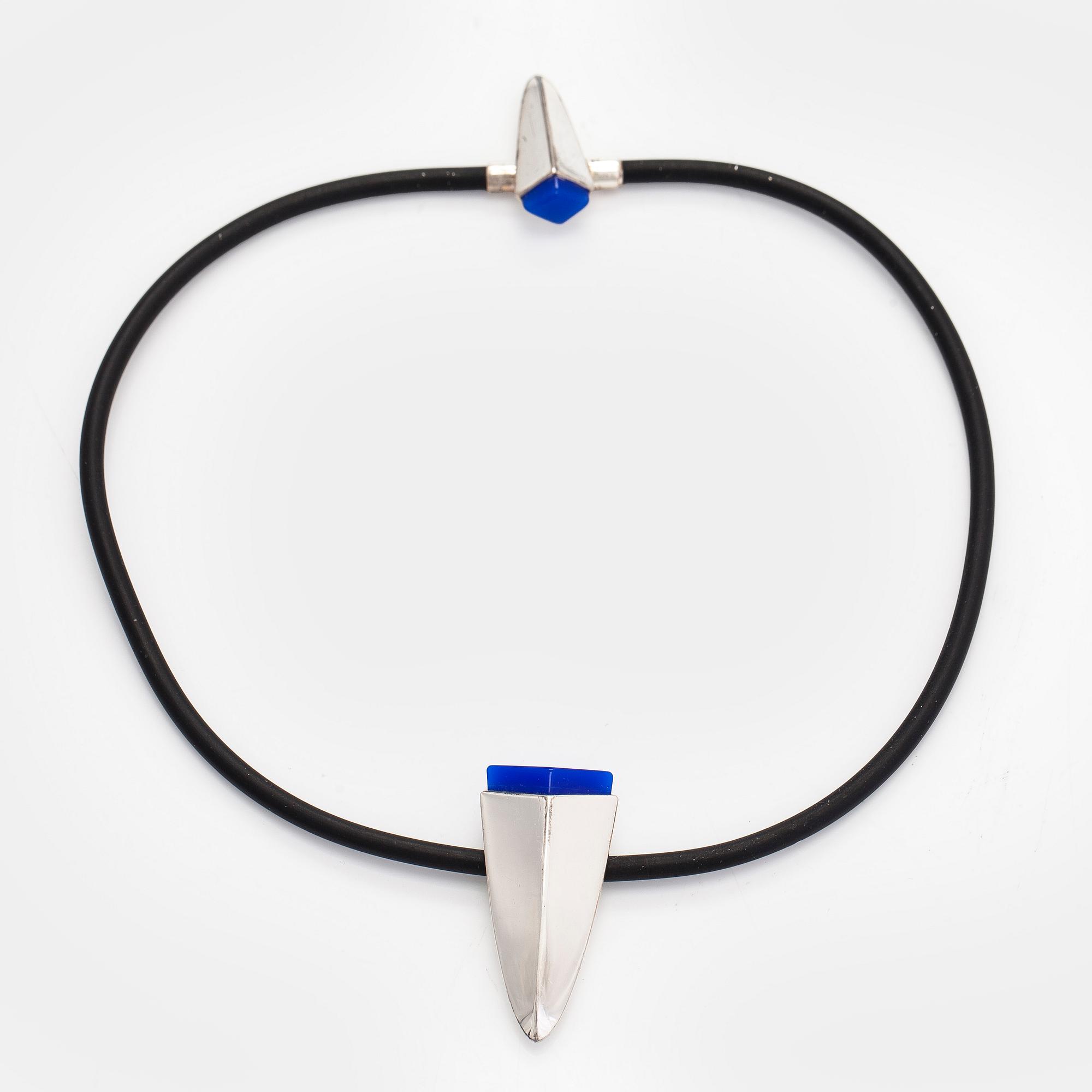 Ulla Poropudas, jewellery set, 4 pieces, silver, acrylic, Lapponia 1986.