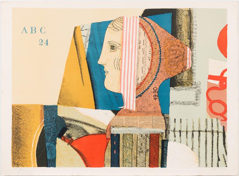 Max Papart, Max Papart, lithograph and collage with embossing, 1980, signed and marked E.A. 2/10.