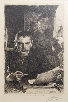 Anders Zorn, etsning, 1890, signerad.