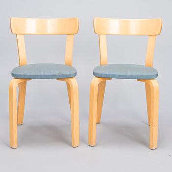 ALVAR AALTO, Two late 20th century  '69' Chairs for Artek,