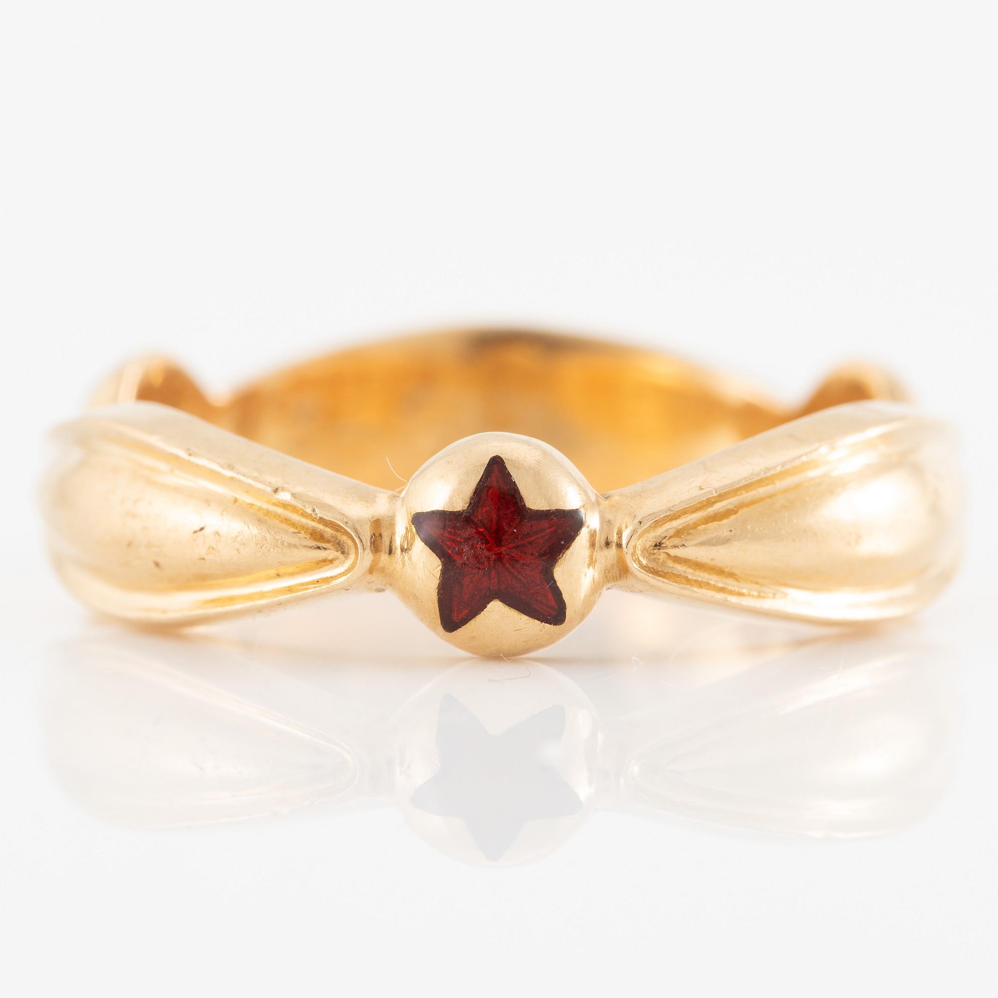 Ring, 18K gold with enamel, order ring.