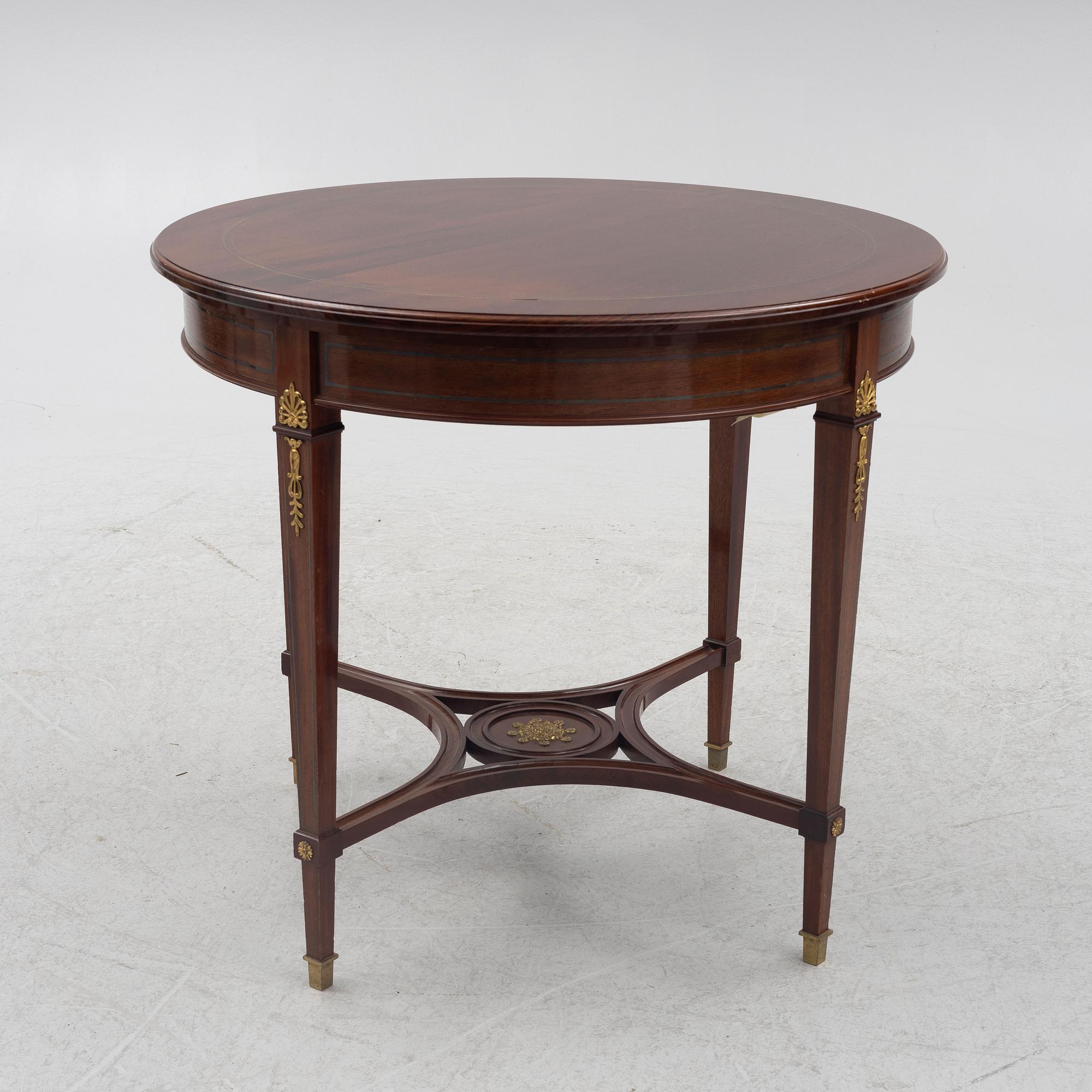 Sofa, 2 chairs, stool, table, Empire style, 5 pieces, 20th century.