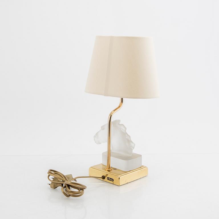 A pair of le Dauphin brass and glass table lamps, France later part of the 20th century.