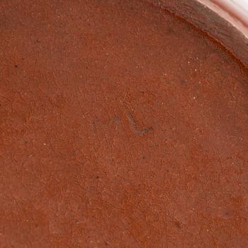 Marita Lybeck, bowl with lid, red clay, signed ML.