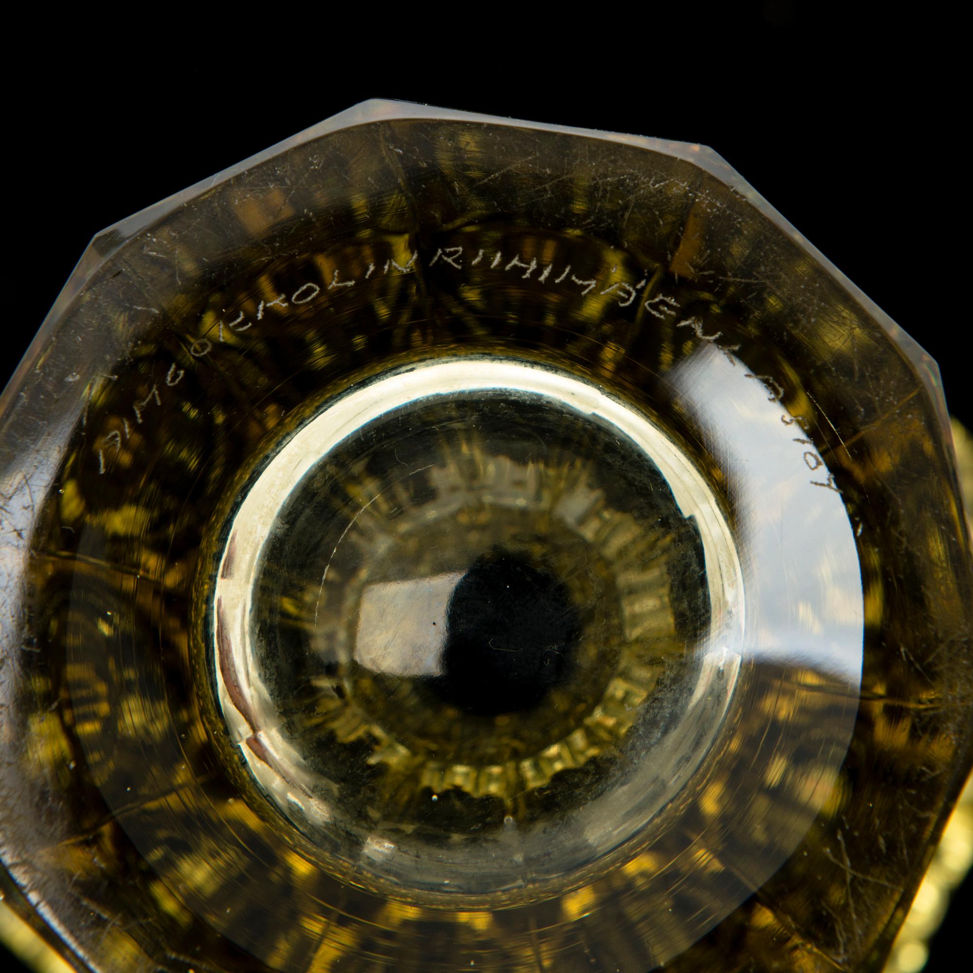 AIMO OKKOLIN, A "Lighthouse" vase signed Aimo Okkolin Riihimäen Lasi Oy.