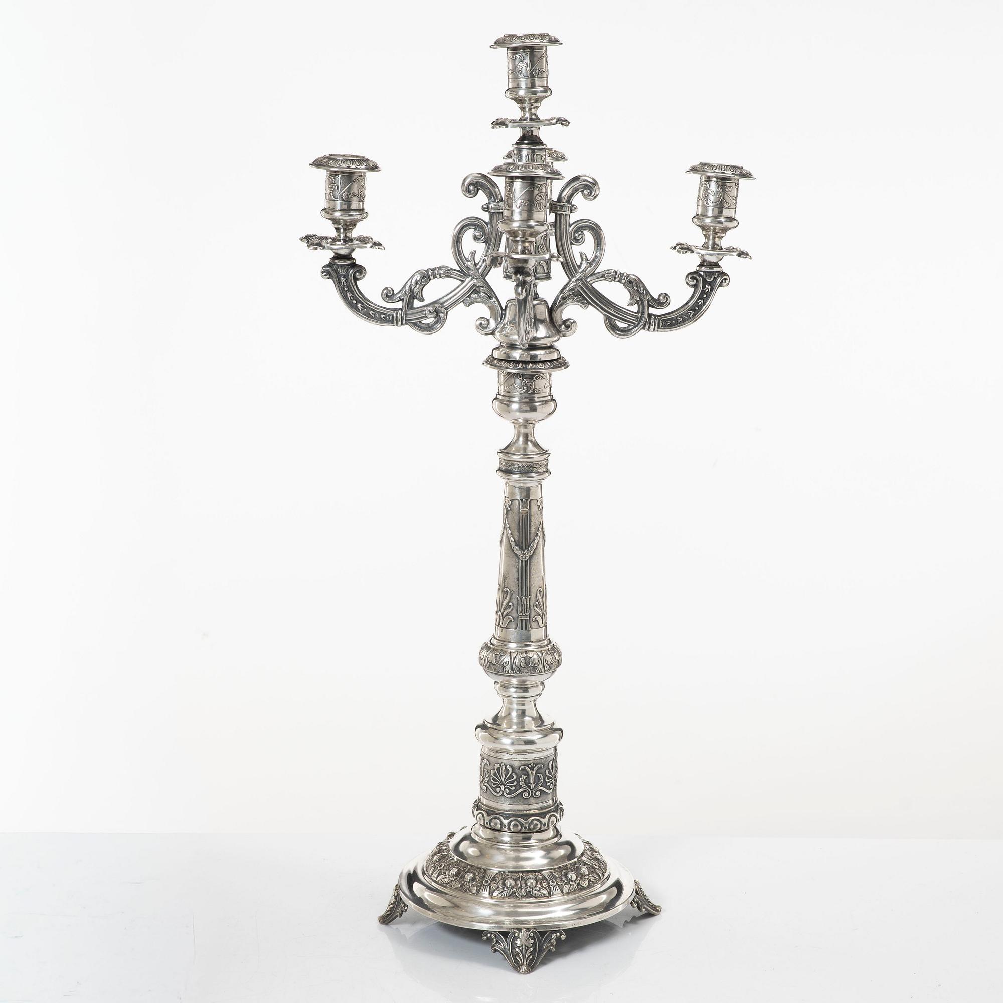 Candelabrum, silver, Isaac (Icek) Ehrlich, Warsaw, circa 1900.