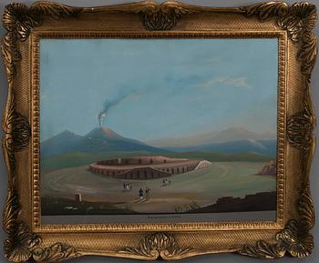 1800-luku/tal Tuntematon/Okänd · 1800-LUKU/TAL TUNTEMATON/OKÄND, ANFITEATRO A POMPEI, gouache.