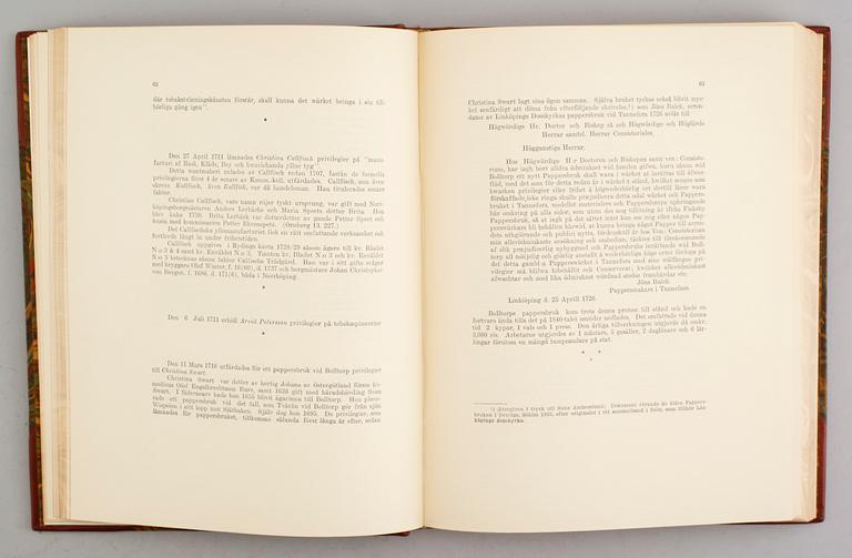 BÖCKER: Bidrag till Norrköpingsindustriens Historia, Edward Ringborg, 2 volymer samt Kvarnarne, Edward Ringborg, 1 volym.