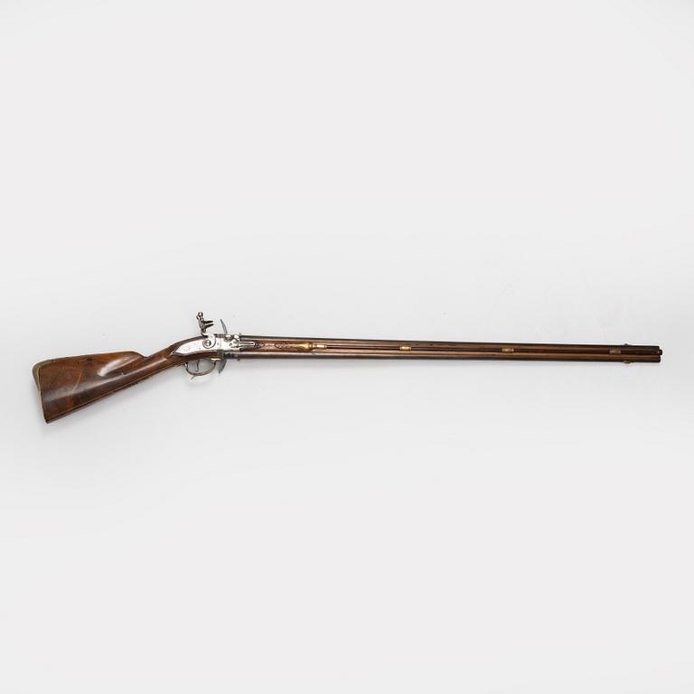 Flintlock rifle, double-barrel "wender" by Philippe de Sellier (1676-1740).