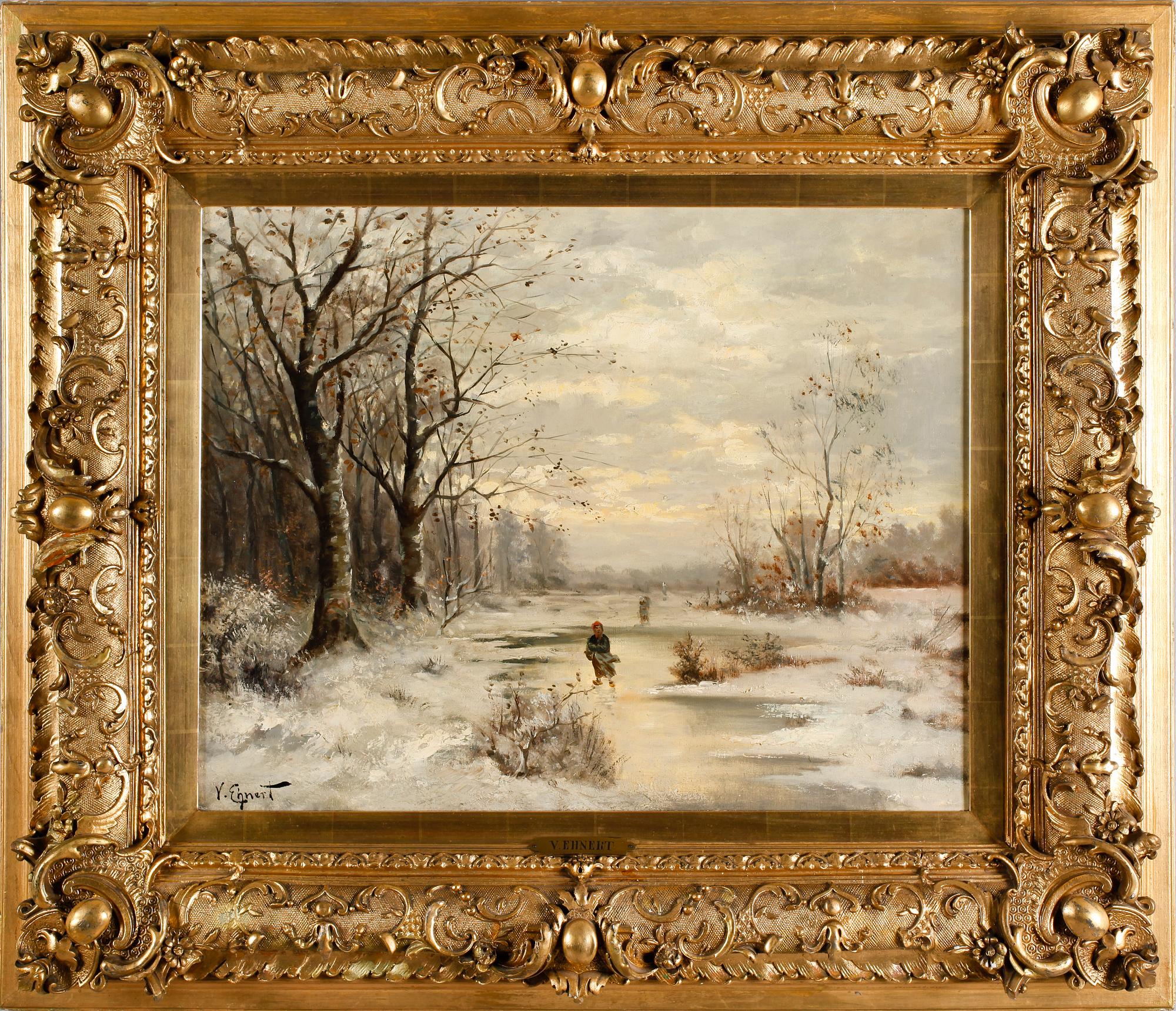 OKÄND KONSTNÄR, olja på duk, signerad V Ehnert, 1800-/1900-tal.
