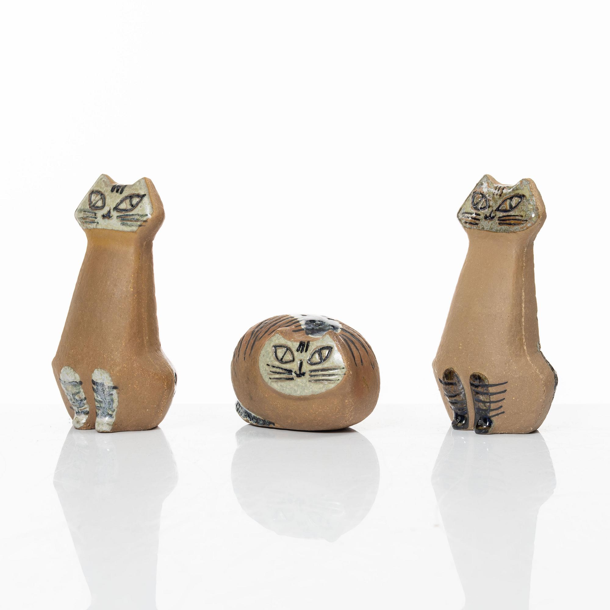 Lisa Larson, figuriner, 3 st, stengods, Gustavsberg.