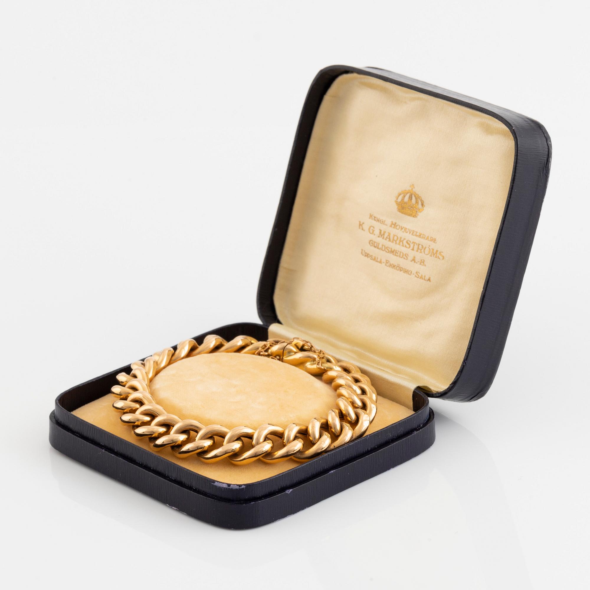 Armband pansarlänk 18K guld, Gustaf Dahlgren & Co Malmö 1895.