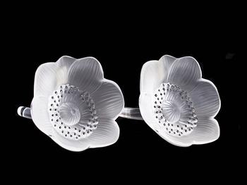 FIGURINER, ett par. Glas, Lalique.