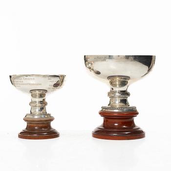 Cup 2 pcs, silver, with wooden base, Sweden, including KG Markström, Uppsala 1923.