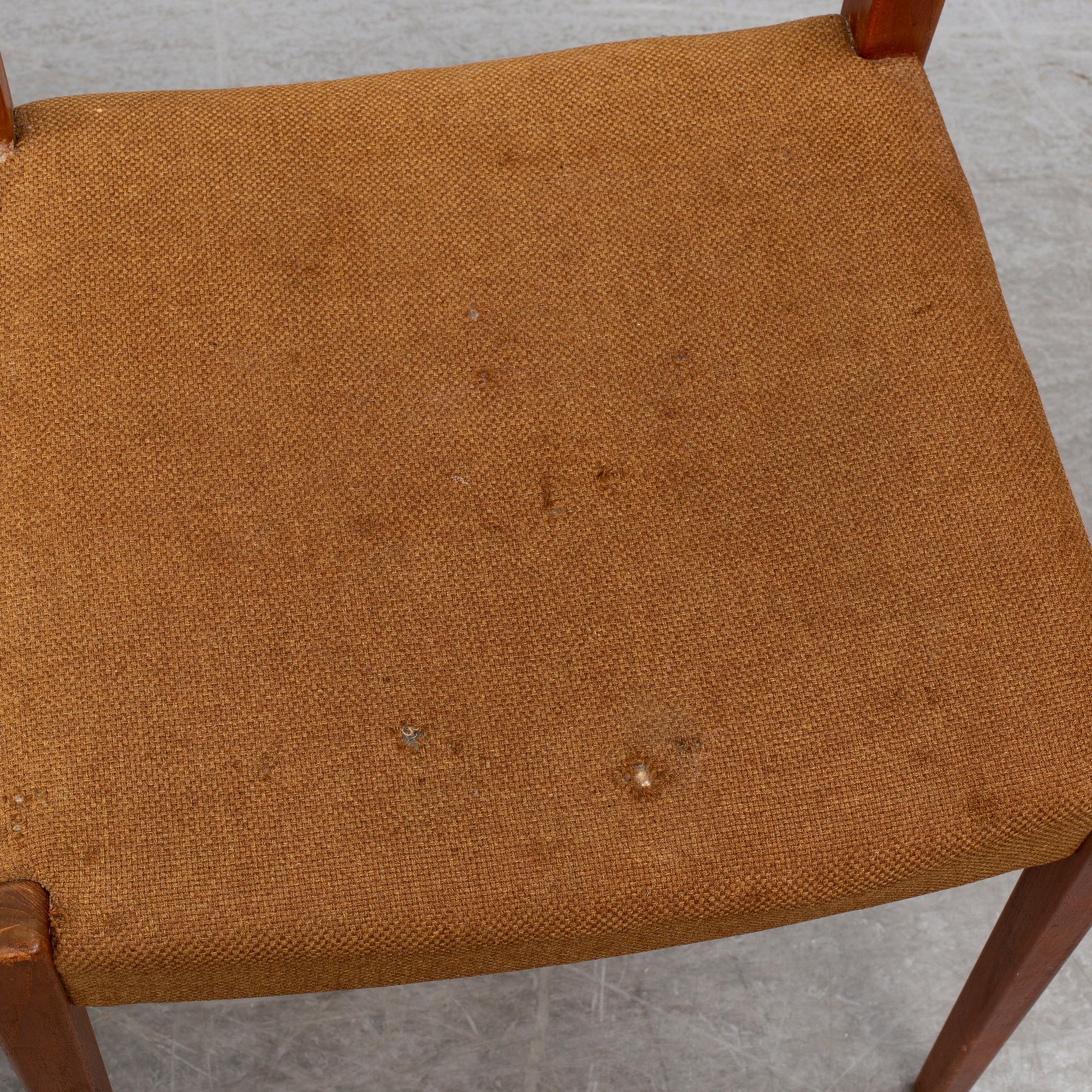 YNGVE EKSTRÖM, six Swedish teak mid 20th century dining chairs "Kontiki".