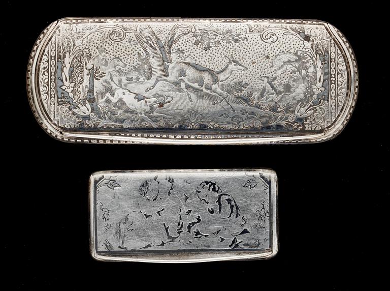 DOSOR, 2 st, silver, sannolikt Frankrike 1800-tal.