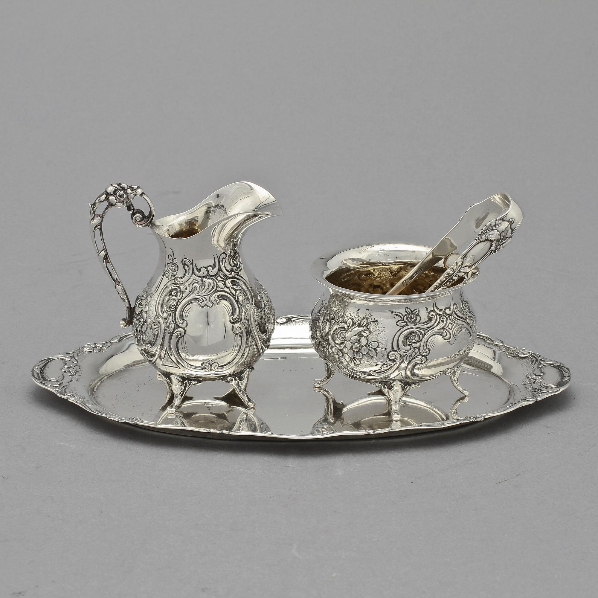 PARTI SILVER, 4 delar, silver, 1900-tal. Vikt 520 g.