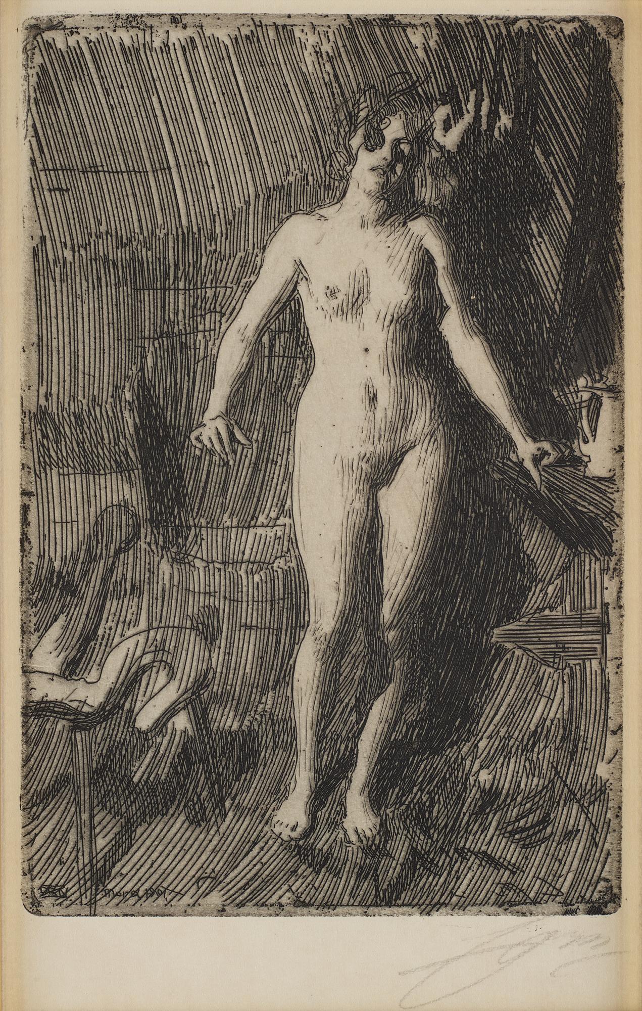 Anders Zorn, etching, 1901, signed in pencil.