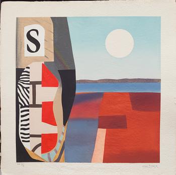 MAX PAPART, färglitografi med collage, signerad och numrerad 11/13.