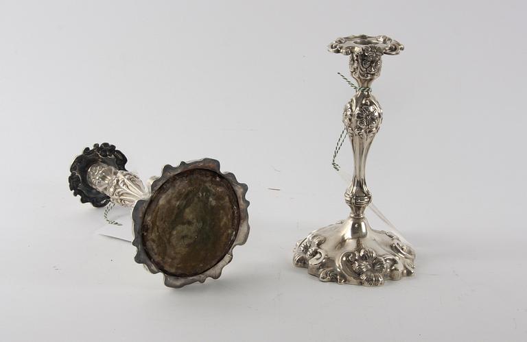 LJUSSTAKAR, ett par, silver, Gustaf Möllenborg 1877.