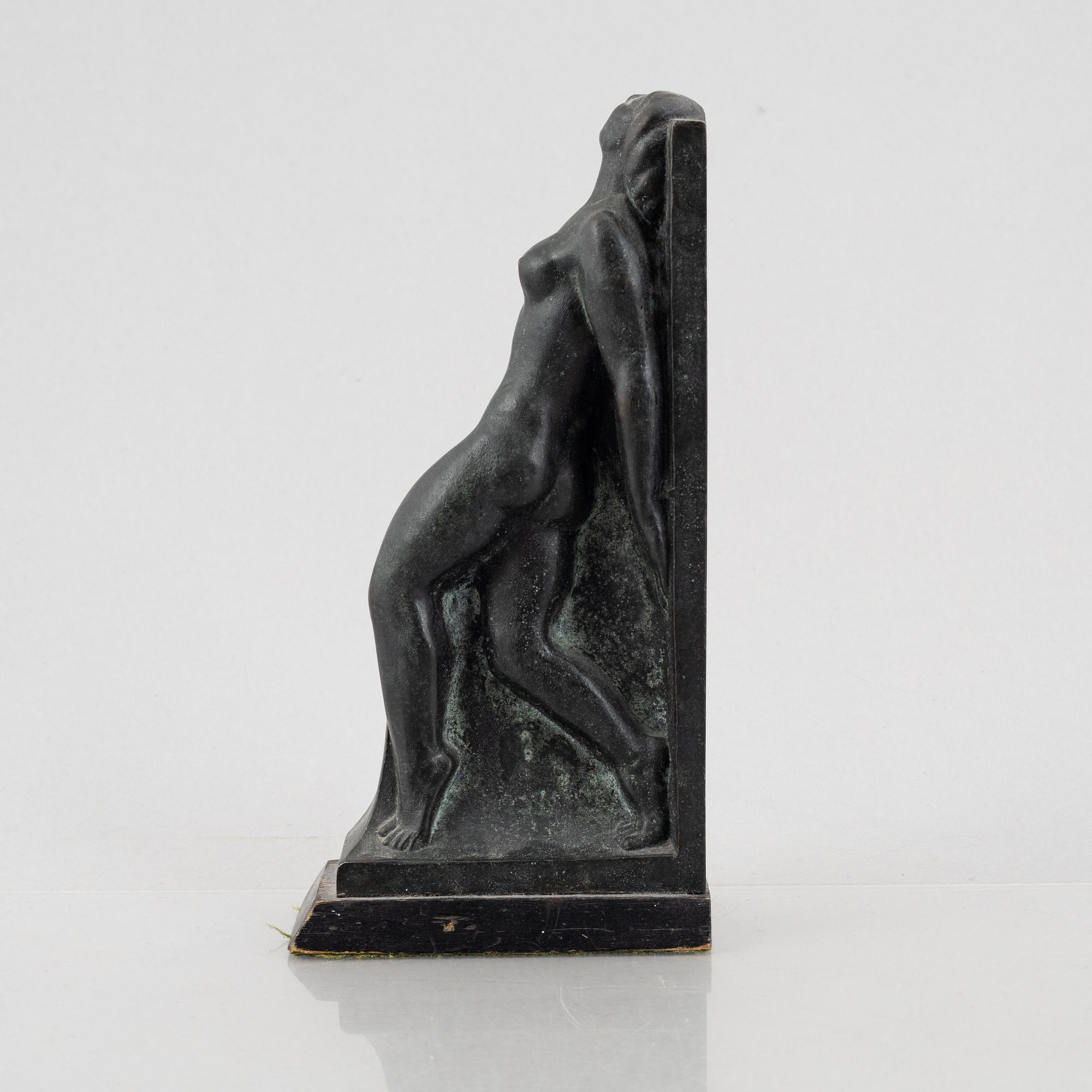 Axel Gute, a Swedish Grace bronze book end, first half of the 20th century.
