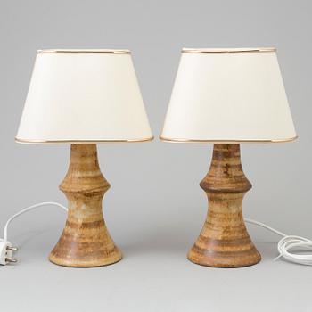 BRUNO KARLSSON, a pair of stoneware table lights from EGO stengods ateljé, 1960-tal.