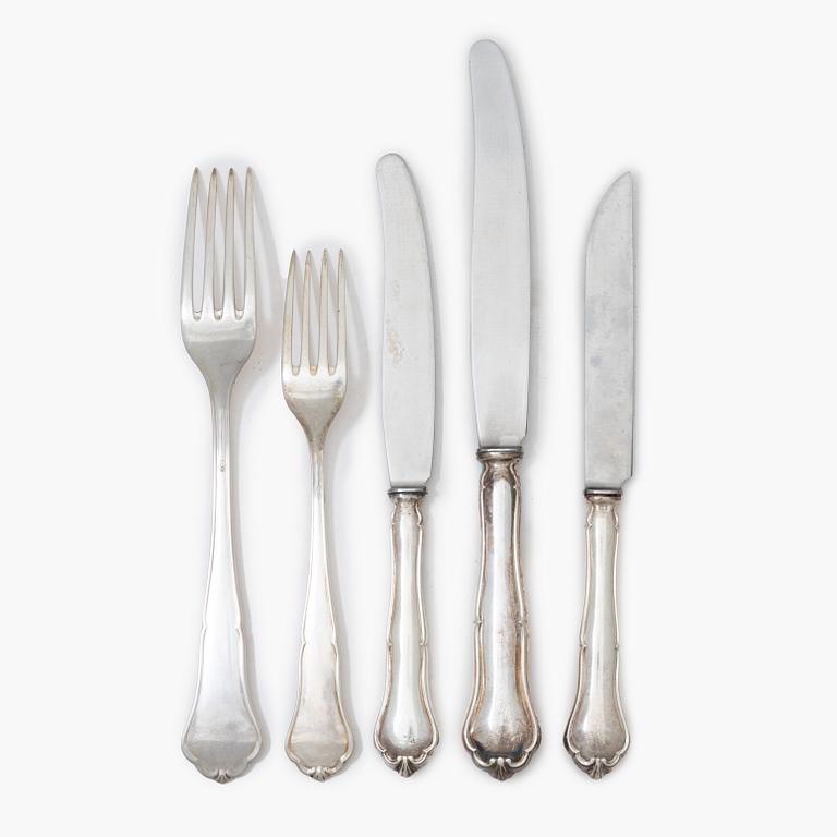 Bestickuppsättning, silver, 56 delar, C.G.Hallberg samt JMJ, Göteborg, 1928-1952.