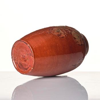 Hilma Persson-Hjelm, a glazed earthenware art nouveau vase, executed in her studio, Arvika, 1908. No 454.
