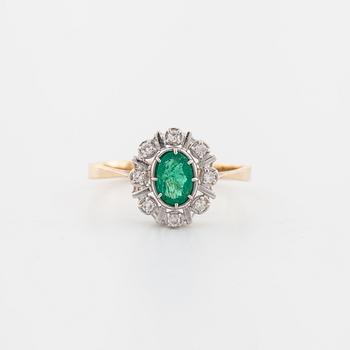 An emerald and single cut diamond ring with Swedish import mark.