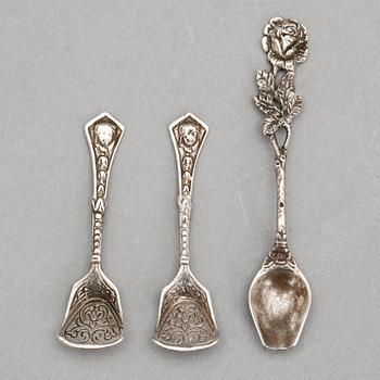 SALTKAR, 2+1, silver, importstämplar, 1800-tal.