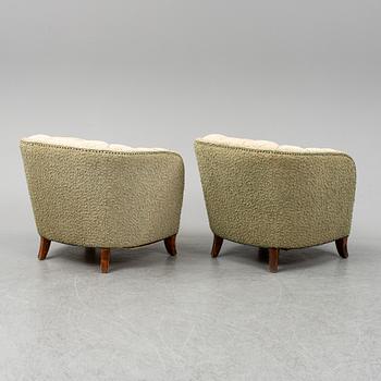 A pair of 1930s/1940s Swedish Modern easy chairs.