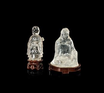 1341. FIGURINER, två stycken, bergkristall. Qing dynastin.