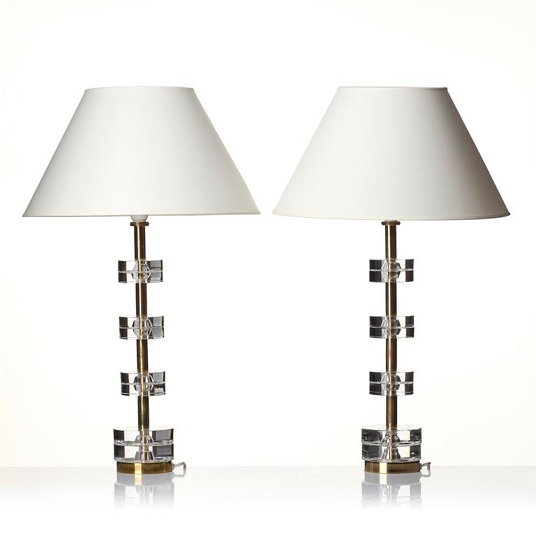 Carl Fagerlund, a pair of table lamps model "RD 1987", Orrefors, 1960s-70s.