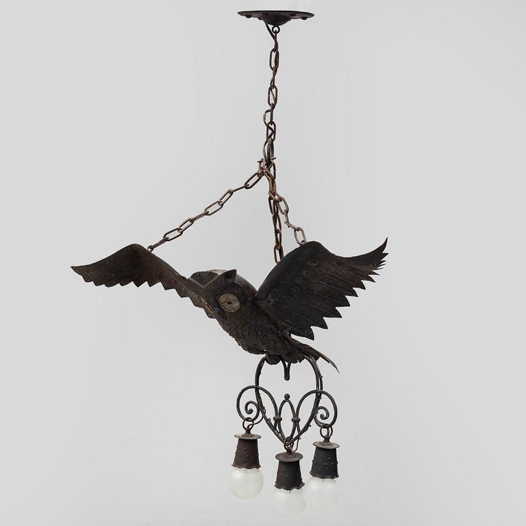 An early 20th century copper ceiling lamp.