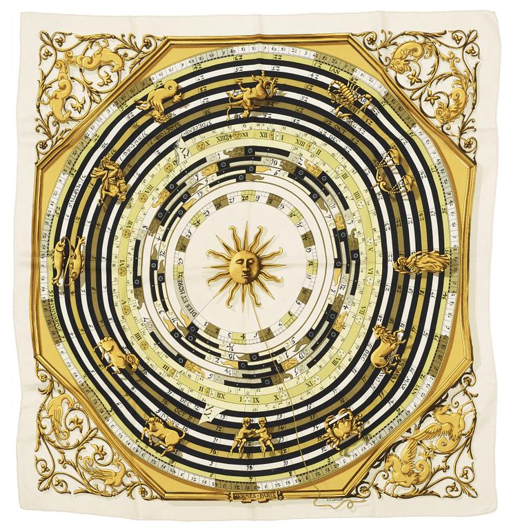 A silk scarf "Dies et Hores Astrologie/zodiac" by Hermès.