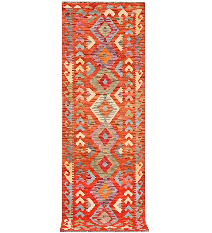 A runner carpet, Kilim, ca 304 x 84 cm.