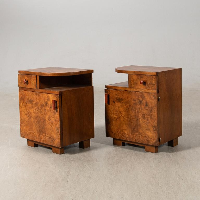 Bedside tables, a pair, Art Deco, first half of the 20th century.