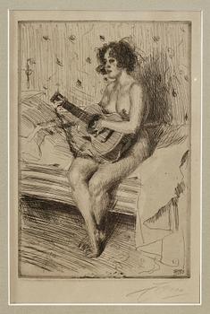 ANDERS ZORN, etsning, sign, utförd 1900.