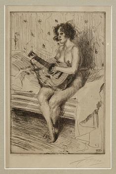 ANDERS ZORN, etsning, sign, utförd 1900.