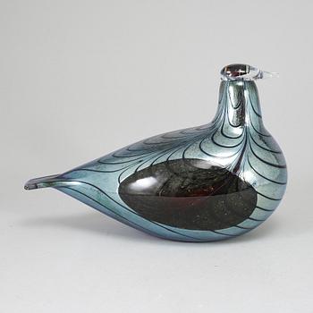 OIVA TOIKKA, glasfågel, Blue Pheasant signerad O. Toikka Nuutajärvi.