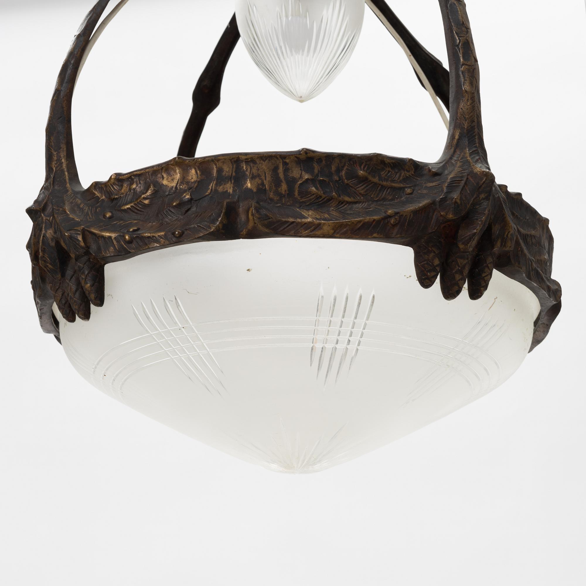 An Art Nouveau ceiling light, Arvid Böhlmarks lampfabrik, Stockholm, early 20th Century.