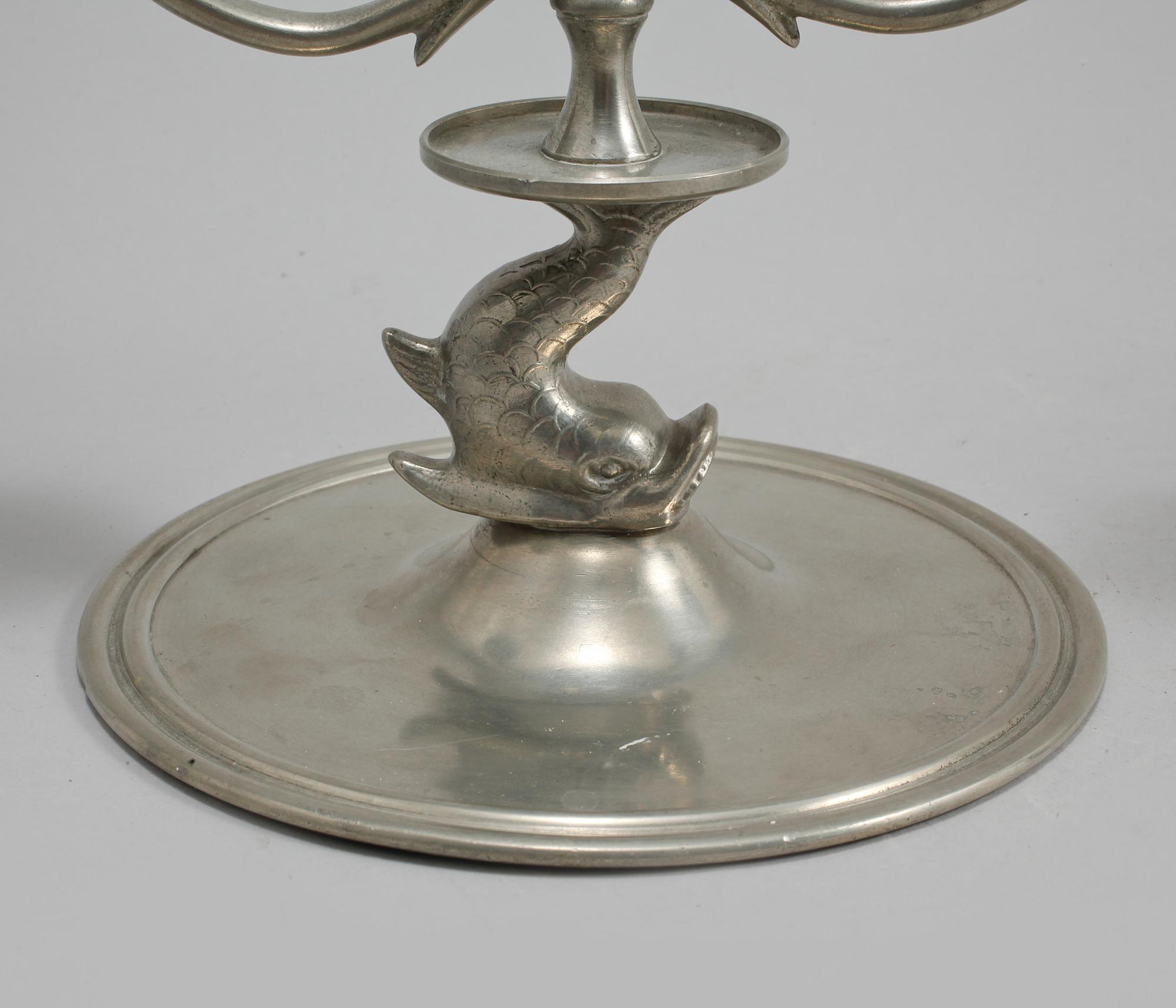 LJUSSTAKAR, ett par, tenn, Firma Svenskt Tenn, Stockholm, 1927.