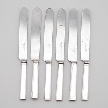 MATKNIVAR, 6 st, silver, Anders Gustaf Englund, Malmköping 1864.