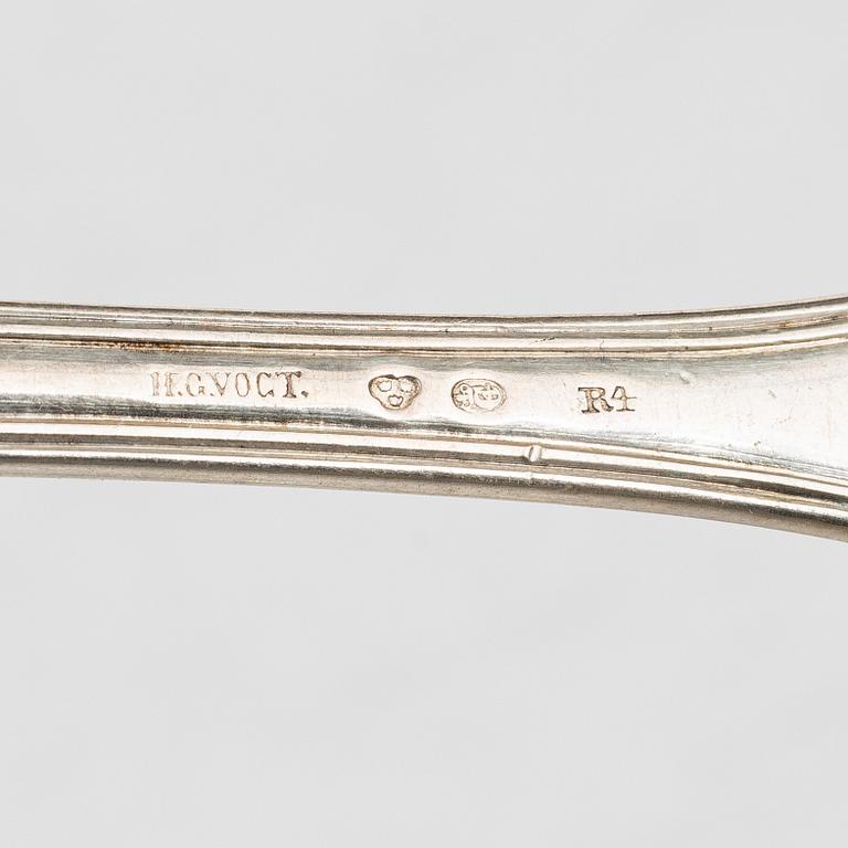 Six Swedish silver spoons, mark of HG Vogt, Kristianstad, 1847.