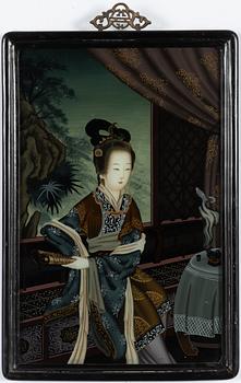 A Chinese reverse glass painting, 20th century.