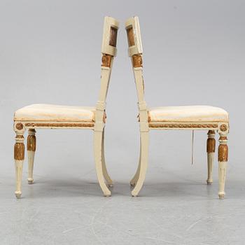 A pair of late Gustavian chairs, circa 1800.